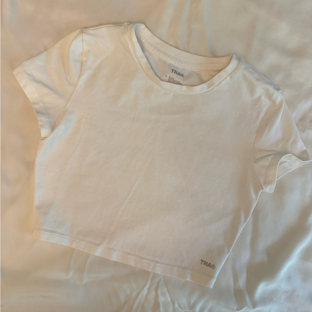 aritzia TNA white crop top
